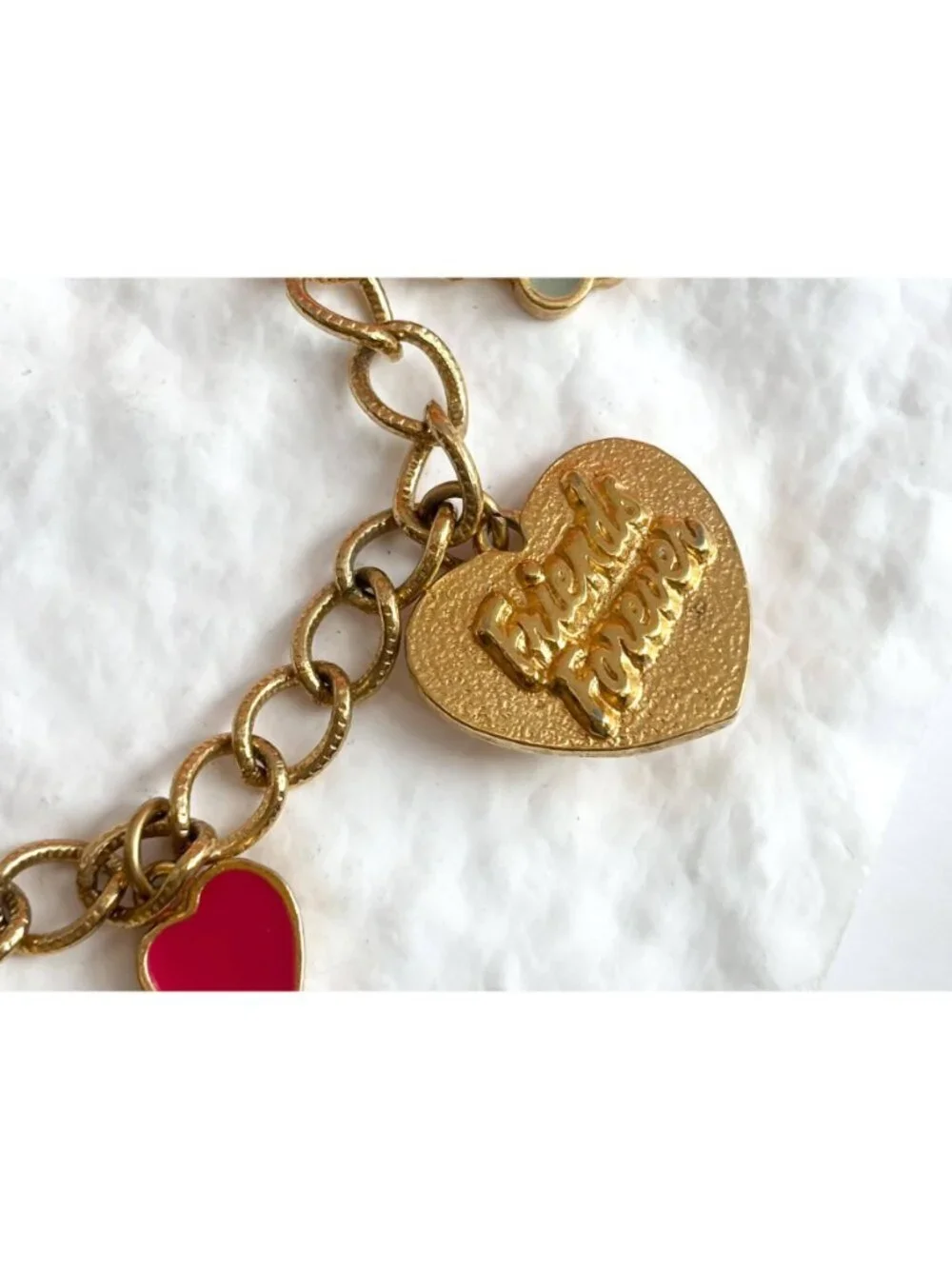 Disney Signed Minnie Mouse Friends Forever Charm Gold Toned Vintage Bracelet - Picture 7 of 16